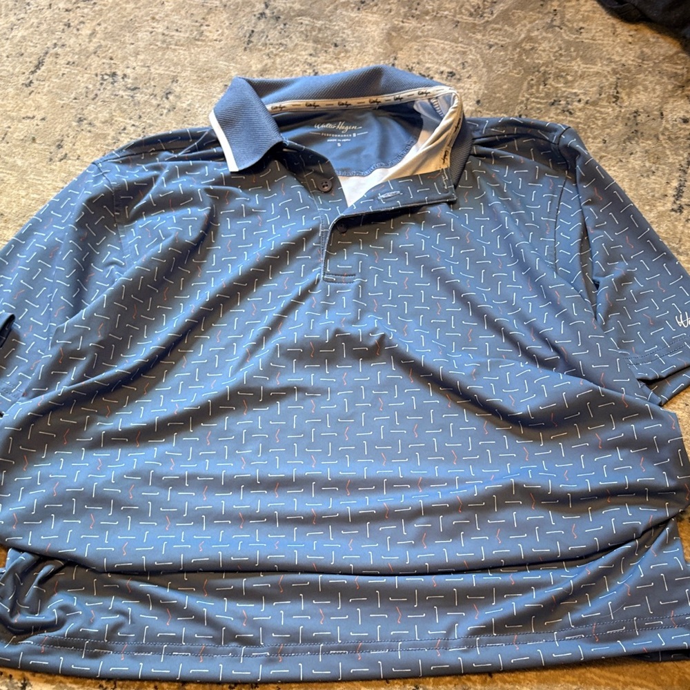 Walter Hagen Patterned Blue Polo Shirt
